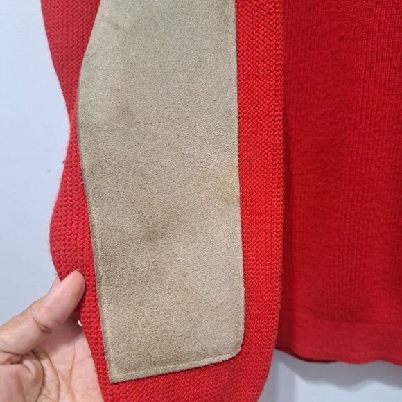 Vintage Monod Sports 80's Sweater Jacket Anorak Pocket Wool Banff Canada Red Lrg - Picture 13 of 17